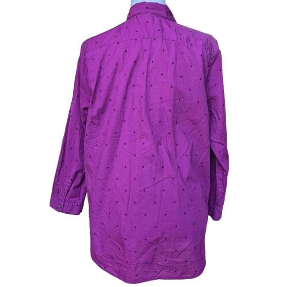 LANDS' END Purple Textured Polka Dot 1/2 Button Down Pullover Blouse Size 12 - Picture 5 of 9